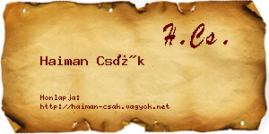 Haiman Csák névjegykártya